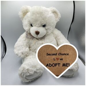 First and Main Teddy Bear Dena White Plush Lovey Stuffed Animal Toy 1786  14"